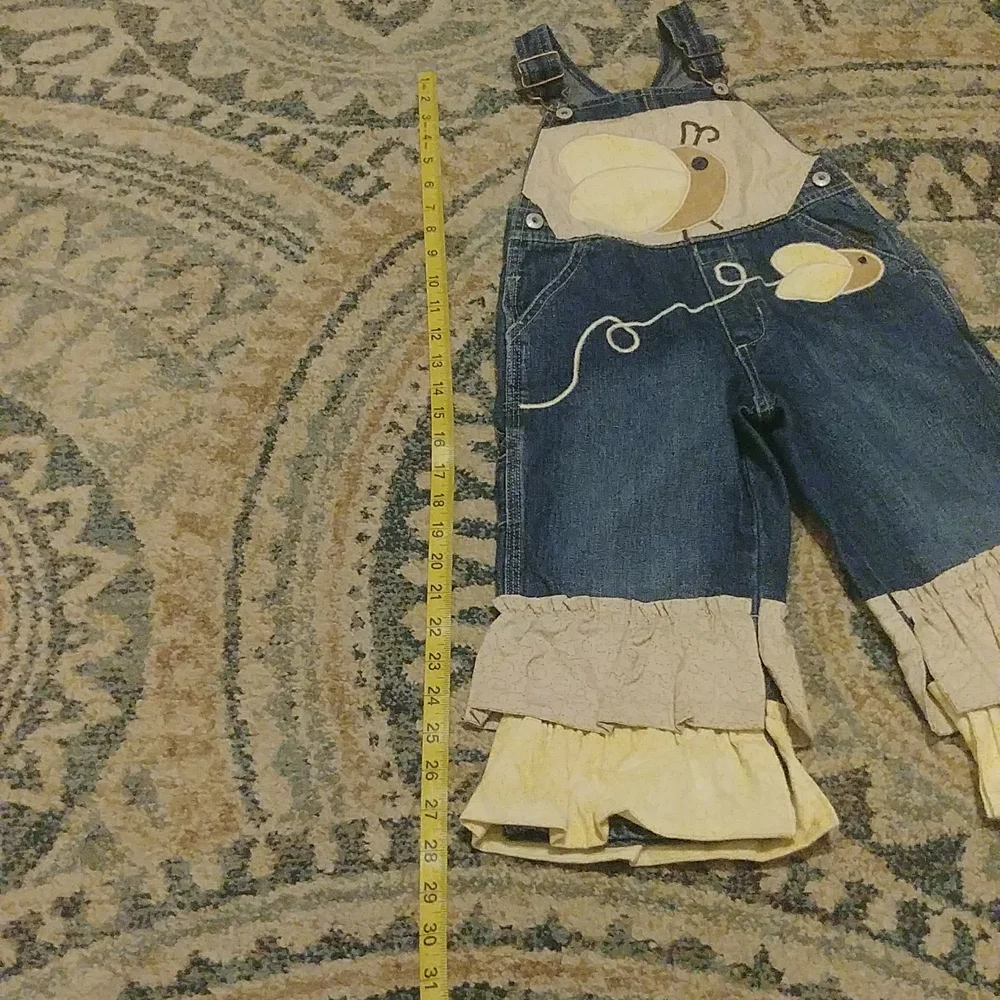 Rare Vintage Oshkosh Bgosh Vestbak With Bees Ruffles On Hem Of Overalls